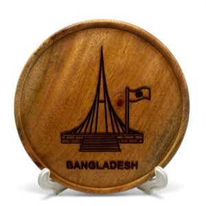 Bangladesh National Martyrs’ Memorial Monument Round wooden Monogram for Table or Desk with stand 6 inch