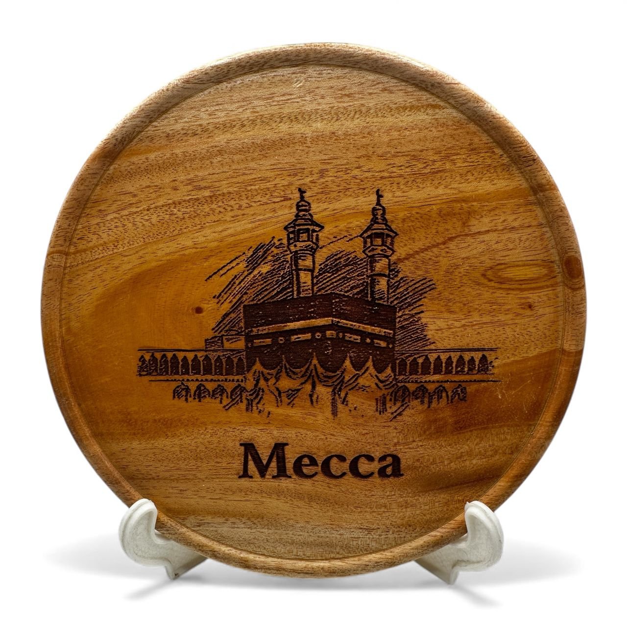 Mecca Round wooden Monogram for Table or Desk with stand 6 inch