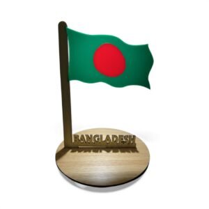 Bangladesh Flag with Round stand for Table or Desk 6 inch
