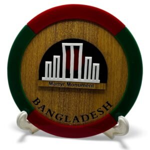 Bangladesh Martyr Monument Round Monogram for Table or Desk with stand 6 inch