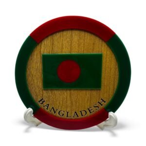 Flag Round || Bangladesh Flag Round Monogram for Table or Desk with stand 6 inch