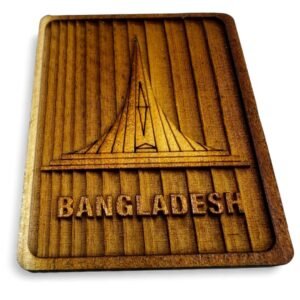 Wooden Bangladesh Shaheed Minar Magnet for Car Fridge Locker 2.5x2 inch